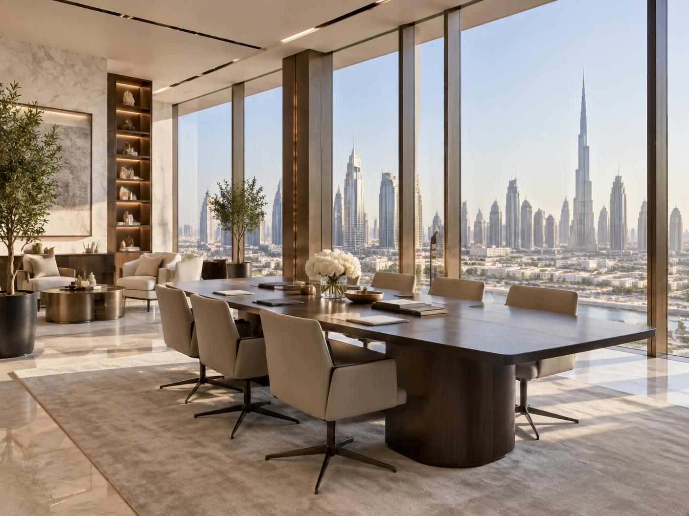 Executive office overlooking the Dubai skyline